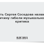 Мать Сергея Соседова назвала причину гибели музыкального критика
