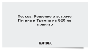 Песков: Решение о встрече Путина и Трампа на G20 не принято