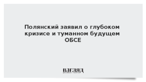Полянский заявил о глубоком кризисе и туманном будущем ОБСЕ