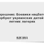 Мирошник: Боевики нацбатов вербуют украинских детей в летних лагерях