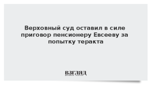 Верховный суд оставил в силе приговор пенсионеру Евсееву за попытку теракта