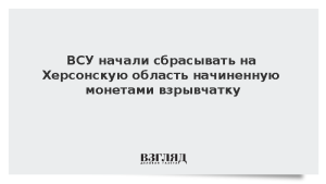 ВСУ начали сбрасывать на Херсонскую область начиненную монетами взрывчатку