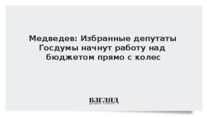 Медведев: Избранные депутаты Госдумы начнут работу над бюджетом прямо с колес