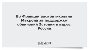 Во Франции раскритиковали Макрона за поддержку обвинений Эстонии в адрес России