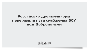 Российские дроны-минеры перерезали пути снабжения ВСУ под Добропольем
