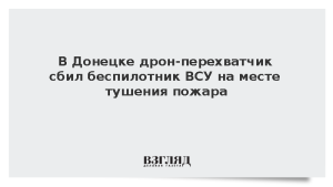 В Донецке дрон-перехватчик сбил беспилотник ВСУ на месте тушения пожара