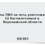 Силы ПВО за ночь уничтожили 12 беспилотников в Воронежской области