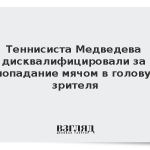 Теннисиста Медведева дисквалифицировали за попадание мячом в голову зрителя