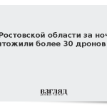 В Ростовской области за ночь уничтожили более 30 дронов ВСУ