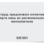 Минтруд предложил оплачивать услуги нянь из регионального маткапитала