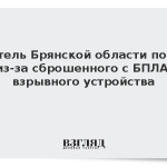 Житель Брянской области погиб из-за сброшенного с БПЛА взрывного устройства