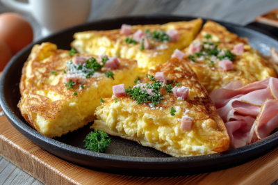 Завтрак вкуснее пиццы: кладу батон на сковороду, заливаю яйцами и посыпаю колбасой — 5 минут, и готово