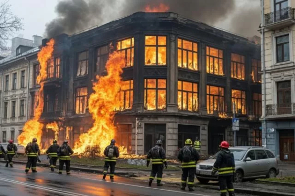В Иванове ликвидировали крупный пожар на территории отделочной фабрики